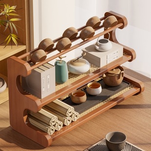 Desktop Tea Rack Small Tea Set Shelf Storage Rack New Chinese Tea Table Storage Rack Tea Table Purple Sand Pot Tea Cup Holder