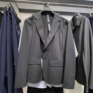 Original-men's dark blue black quite wide and shaped bubble gauze thin jacket jacket suit 7380550