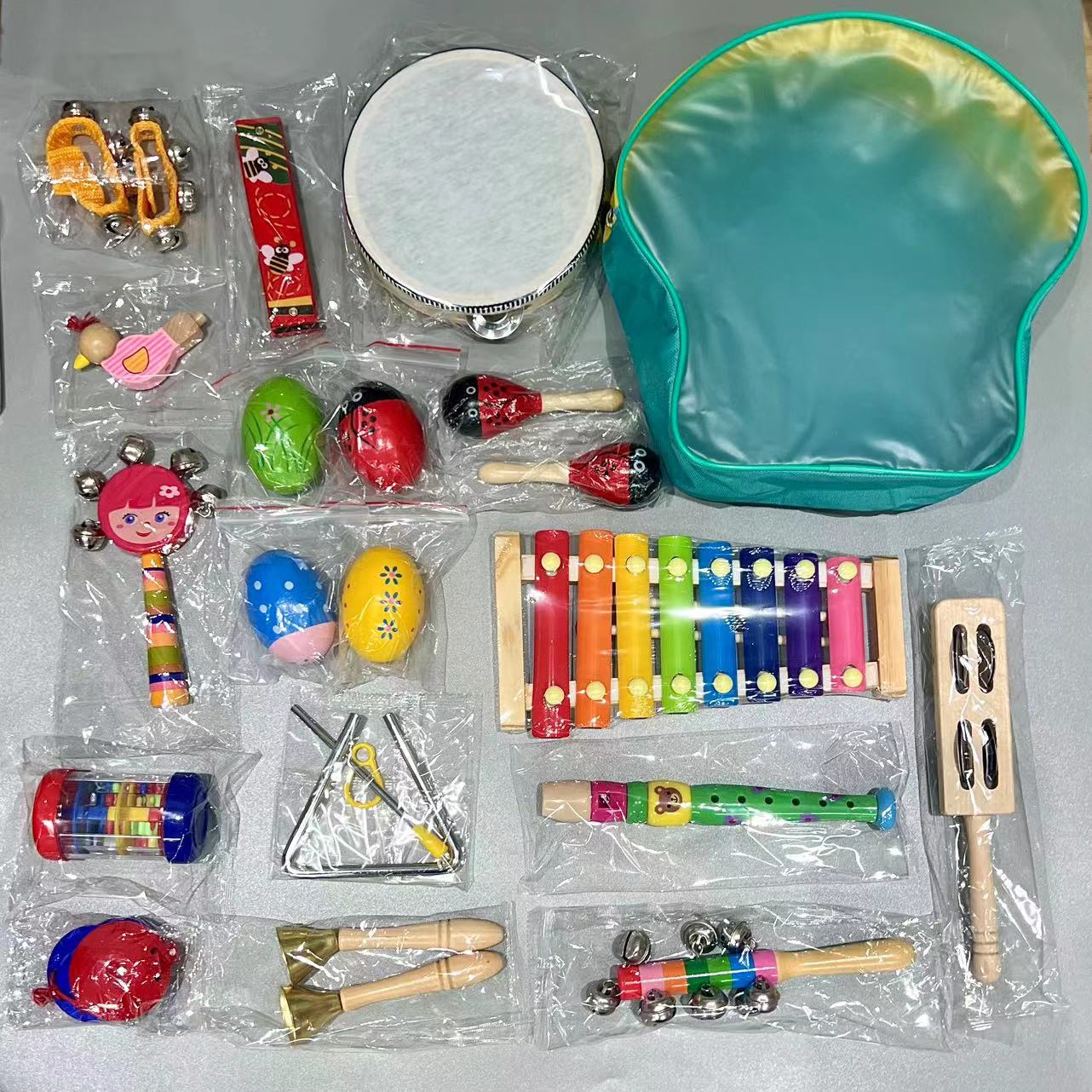 Conjunto de instrumentos musicales de percusión para niños, jardín de infantes para niños, música, ayuda educativa para la educación temprana, juguetes, puzzles de aprendizaje transfronterizos