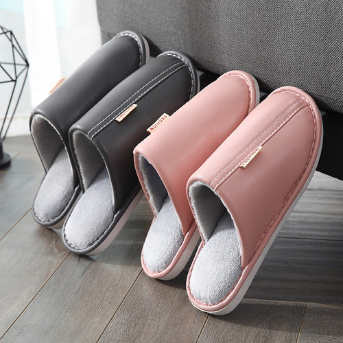 Women's Couple Cozy Maternity Slippers - Autumn/Winter New Arrival Fluffy Slippers with Leather Thick Sole for Home and Outdoor Use