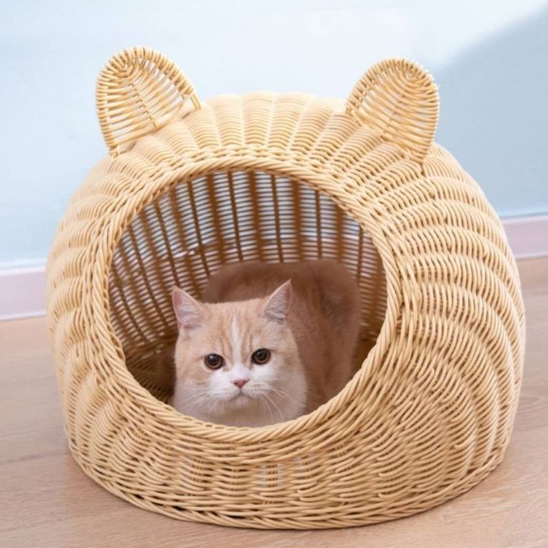 藤编猫窝狗窝宠物窝纯手工编织可水洗别墅PP藤条猫窝四季通用包邮|undefined