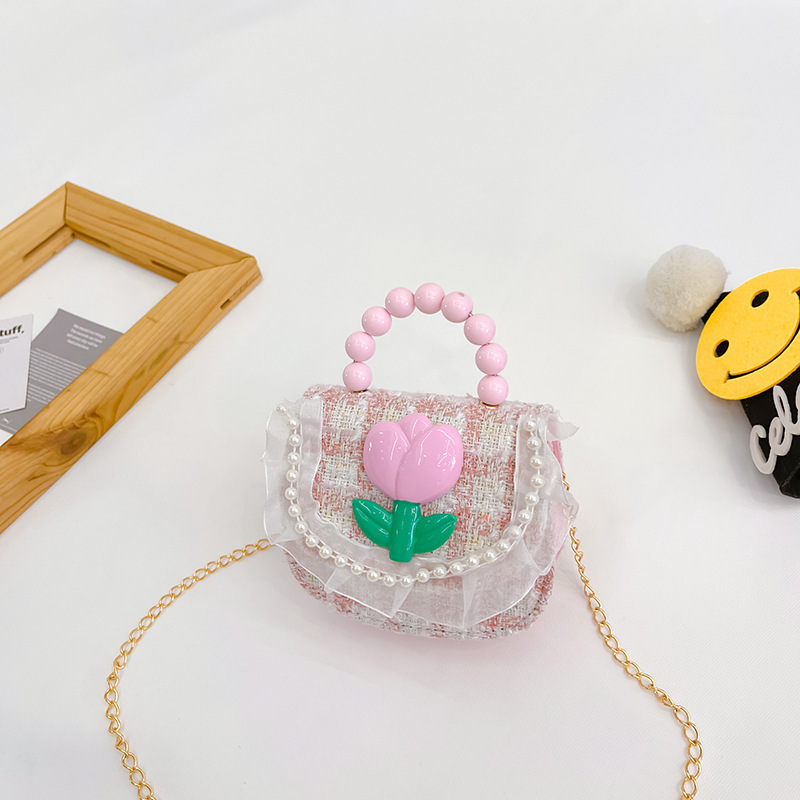 2022 nuevos niños bolso de hombro crossbody Chanel estilo niñas bolsa perla portátil accesorios de dibujos animados bolsa de desgaste