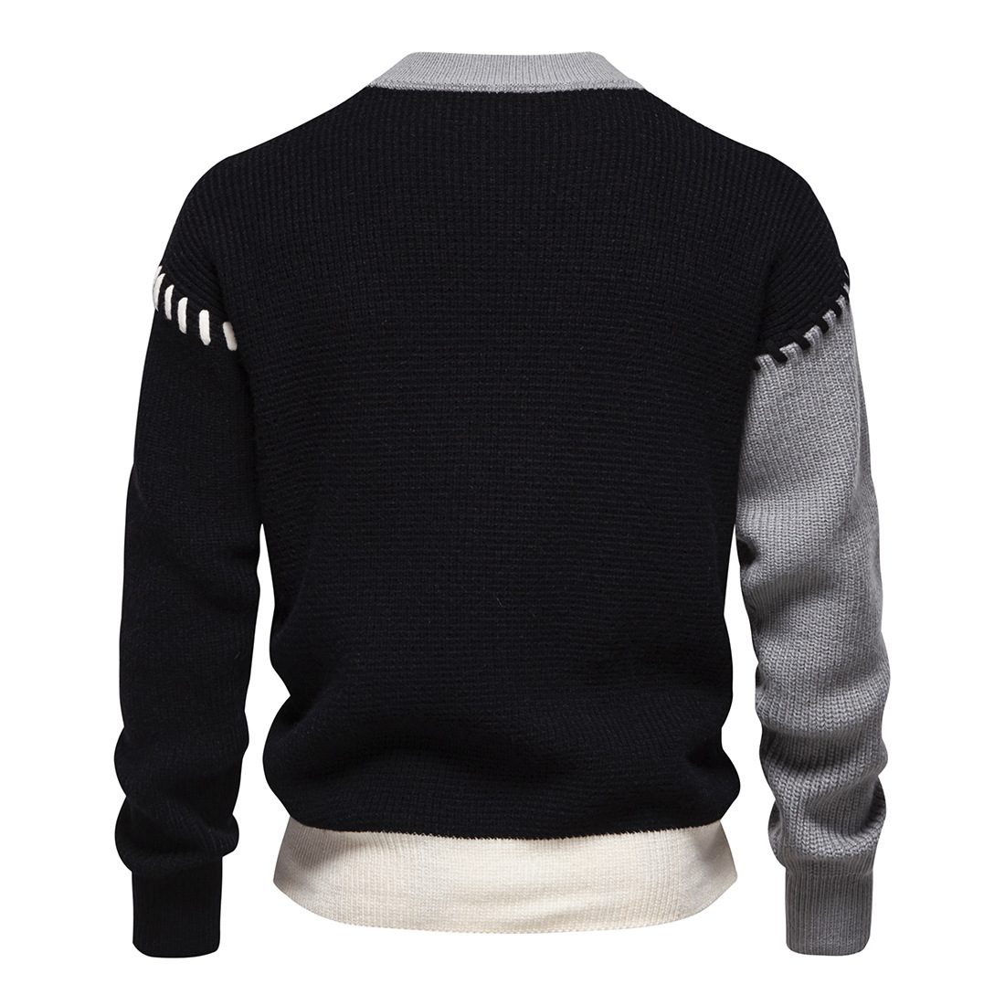 Jesensko-zimski novi moški debeli pulover z vzorcem pletenine, ohlapen in lenoben pleten pulover_voghion.com