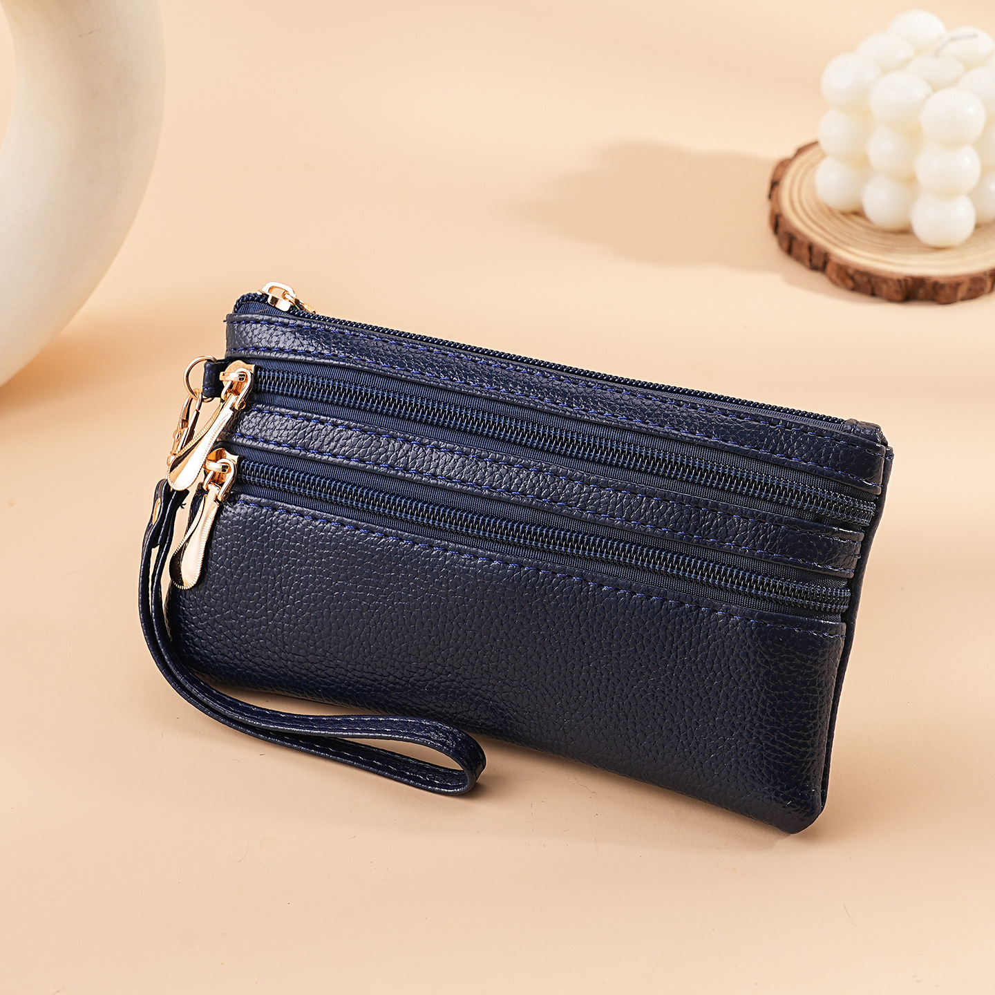 Bolso de cambio al por mayor de mujeres corta textura de cuero pequeña cartera multifuncional bolso de tarjeta de licencia de conducir bolso de llaves de cuero suave bolsa de cremallera