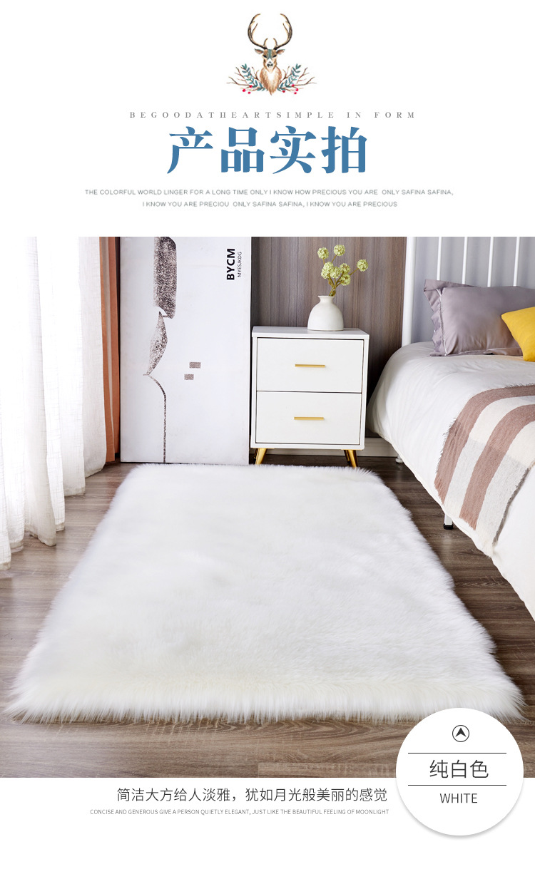 Long Plush Carpet in Orange Color for Bedroom, Bedside Rug, Living Room Coffee Table Mat, Floor Mat, and Window Decoration