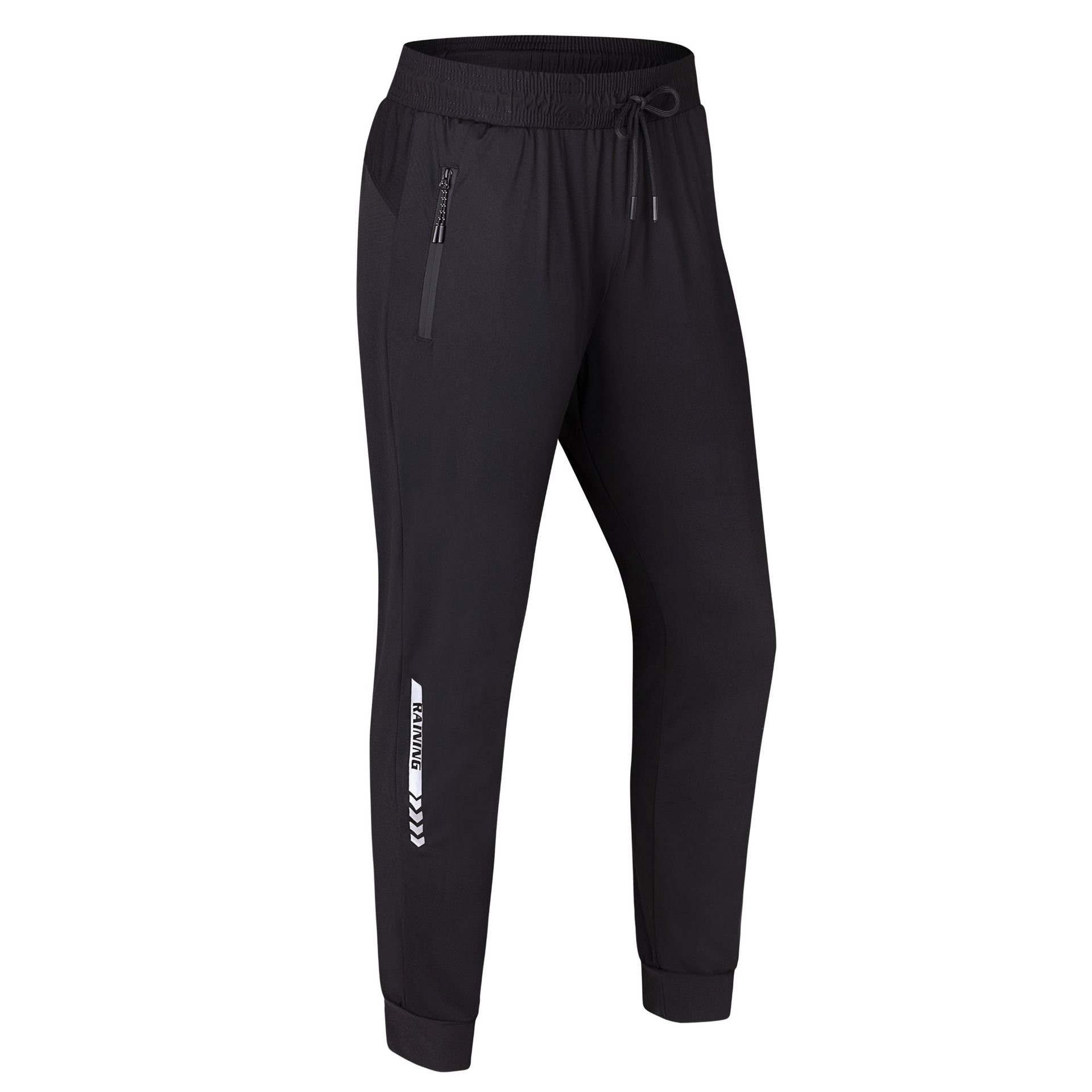 European-size nylon sports jogger pants with reflective stripes—lightweight, breathable, and stylishly casual; featuring premium quality, dual side waterproof zippers and secure side pockets.