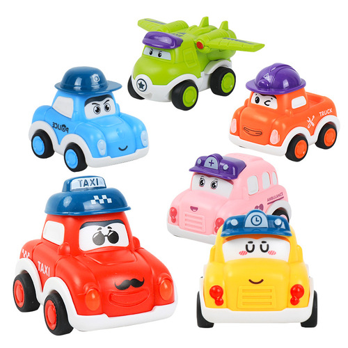 Toy car boy and girl baby pull-back car inertia aircraft rescue police car ambulance school bus bus set