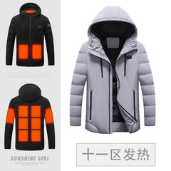 冬のスマート加熱綿服発熱綿服usb充電恒温発熱綿服帽子付き保温男性コート