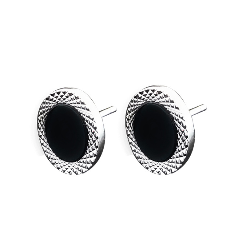 999 스털링 실버 귀걸이 갤럭시 12MM 블랙 마노 귀걸이(쌍)