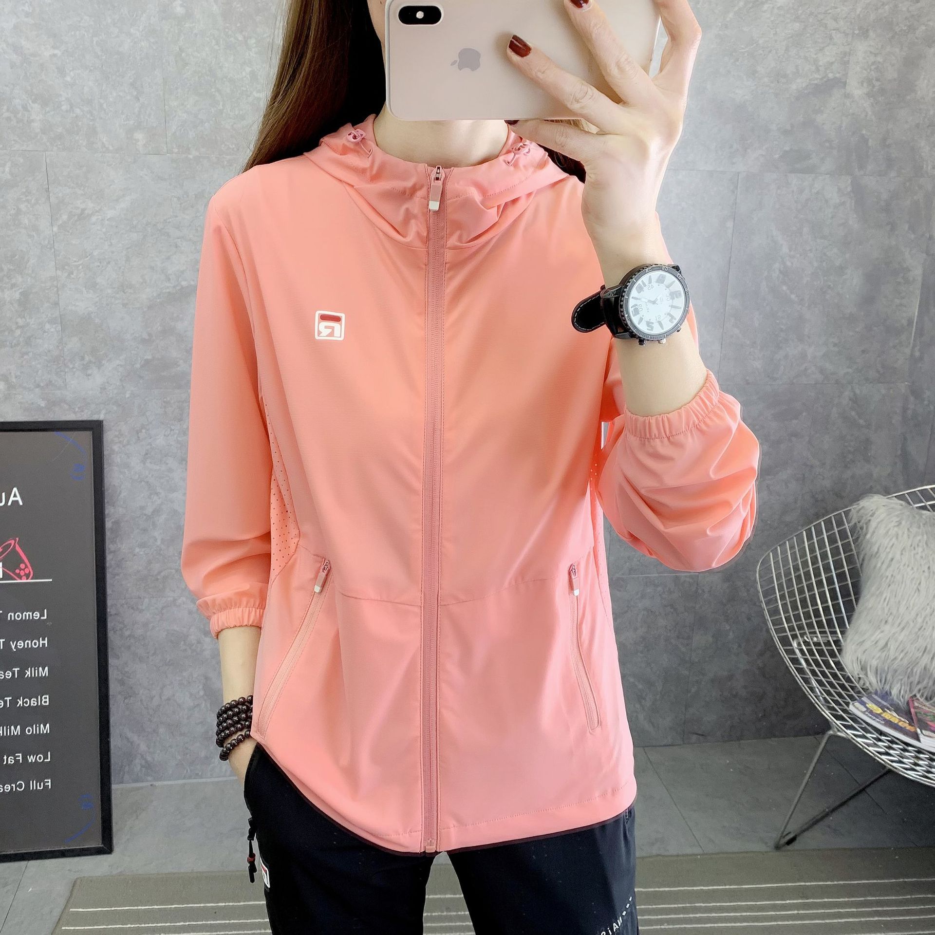 2106 Spring Summer Autumn Ice Silk Sunscreen Women's Hooded Lightweight Jacket Outdoor Cycling Sports Leisure Mountaineering