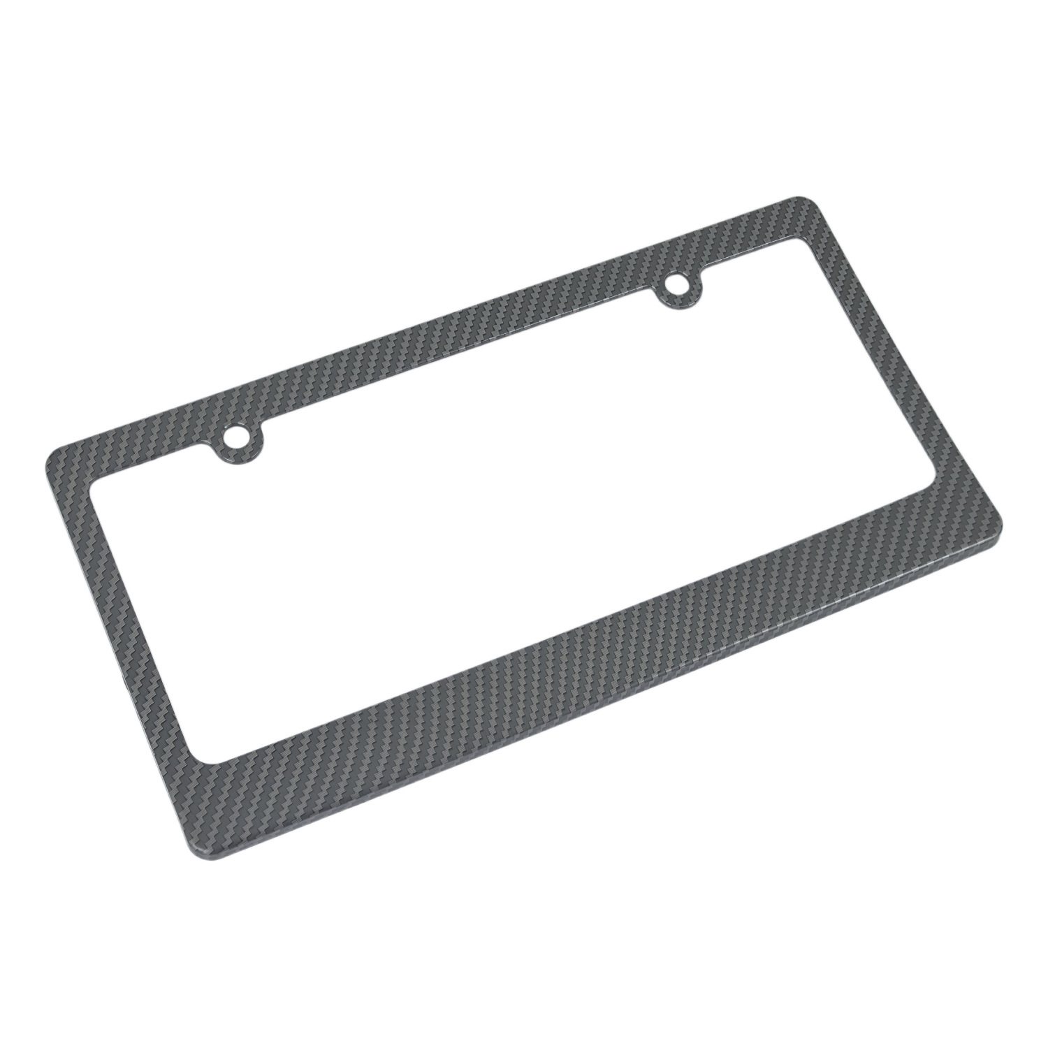 New Foreign Trade Model, American Standard White Plastic Carbon Pattern License Plate Frame with Narrow Top and Wide Bottom
