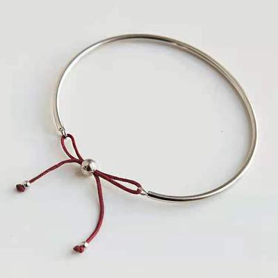 厂家本命年红绳手镯女佛珠转运珠编织蝴蝶结开口调节银手镯手环