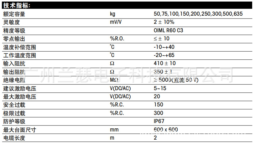 梅特勒托利多MT1260-75kg称重传感器铝合金单点式 