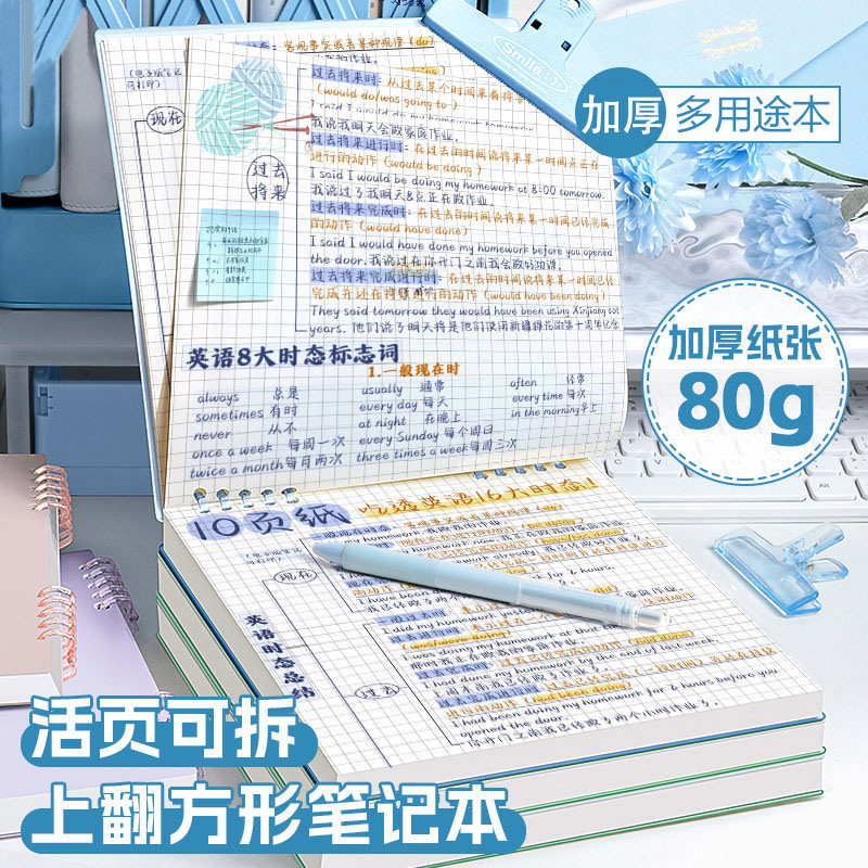 Notebook High Color Value Retro Square Book Loose-leaf Thickened Top-up Loose-leaf Book Removable Wrong Question Notepad Notebook High Color Value Retro Square Book Loose-leaf Thickened Top-up Loose-leaf Book Removable Wrong Question Notepad