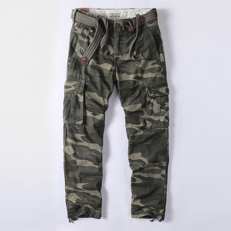 American retro cotton overalls men's casual camouflage overalls multi-pocket loose straight plus size trousers wholesale American retro cotton overalls men's casual camouflage overalls multi-pocket loose straight plus size trousers wholesale