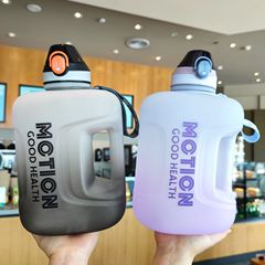 Gradient Color Frosted Large Capacity Irregular Flat Water Bottle Fitness Water Bucket Portable Handle Duck Mouth Hot Water Cup