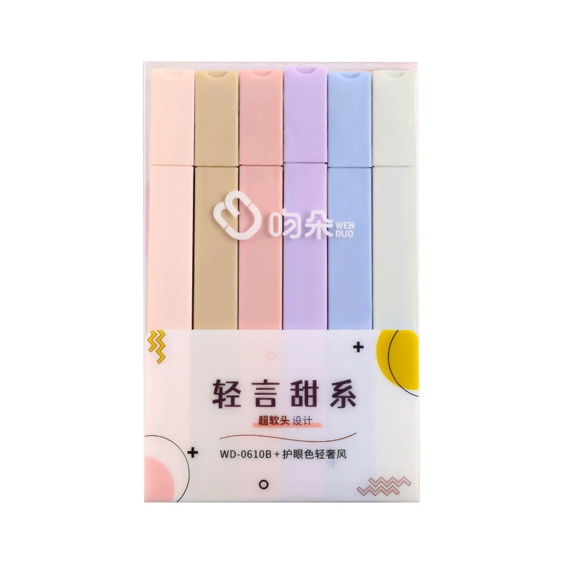 Soft-Head Highlighter (Morandi) oblique tip, pastel marker set, student note & drawing