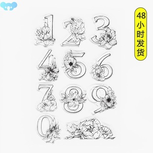 Floral Birthday Numbers Stamps Clear Number Stamps for Cross-Border Special