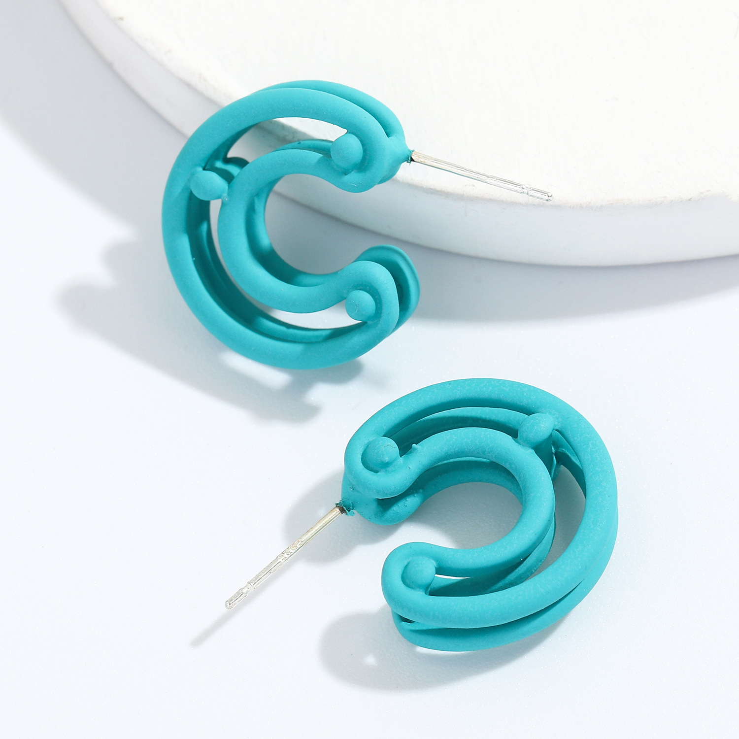 Korean Candy Color C-shaped Alloy Earrings display picture 12