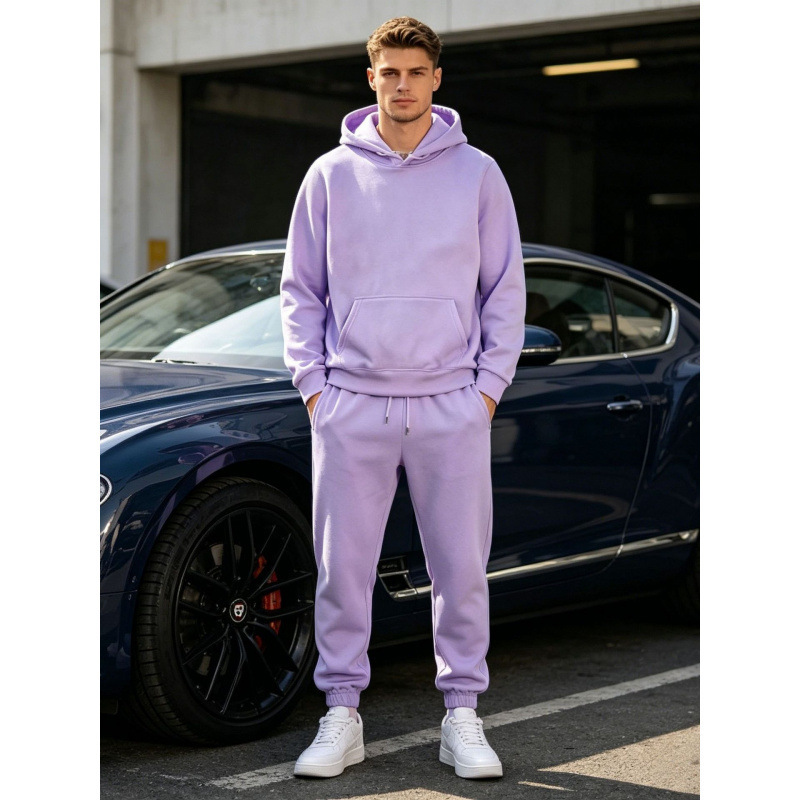 European and American style unisex athletic tracksuit, featuring a hooded sweatshirt and elasticated, tapered-leg pants, a casual two-piece set for streetwear European and American style unisex athletic tracksuit, featuring a hooded sweatshirt and elasticated, tapered-leg pants, a casual two-piece set for streetwear