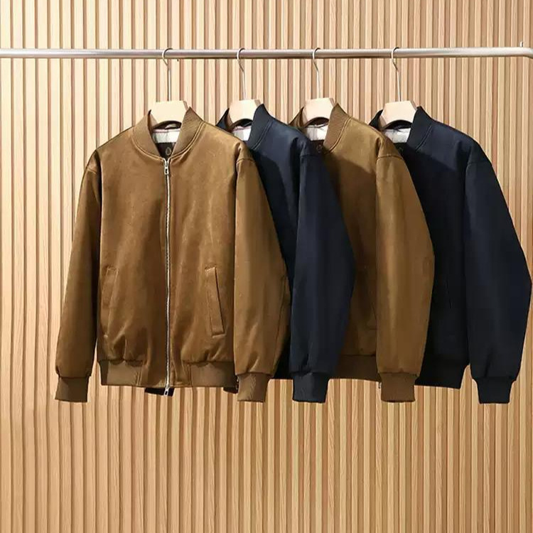 Men's Suede Texture Aviator Baseball Collar Solid Color Casual Jacket Cotton Coat 10654 Men's Suede Texture Aviator Baseball Collar Solid Color Casual Jacket Cotton Coat 10654