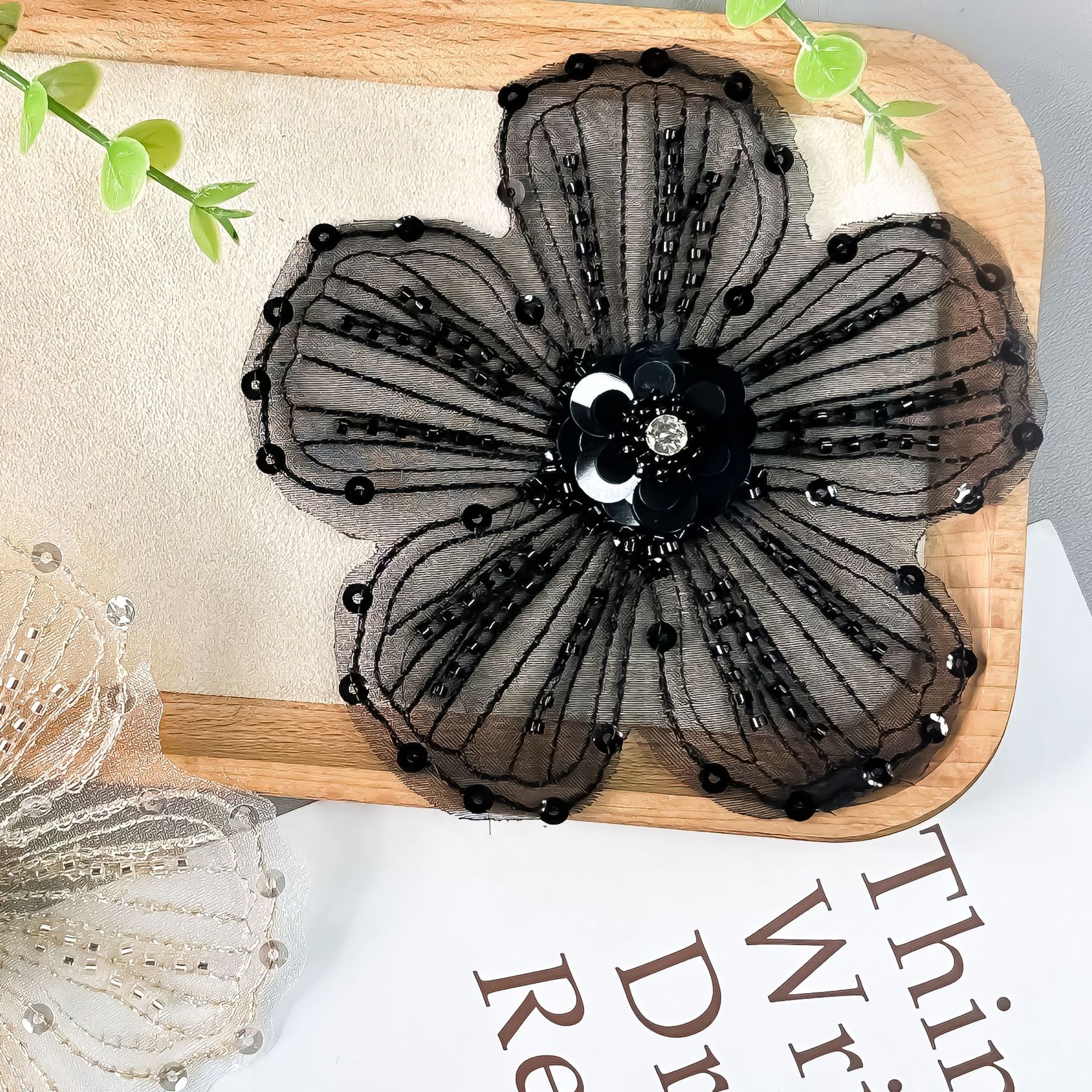Apliques de Organza Bordados con Lentejuelas y Cuentas, Parche de Tela con Flores, Corsage, Accesorios para Vestidos de Novia y Ropa DIY image 11
