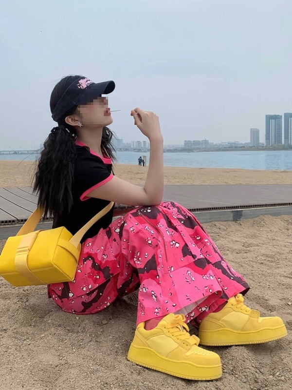 黄子弘凡黄色厚底板鞋女2025夏秋增高面包鞋休闲学院风运动老爹鞋|undefined