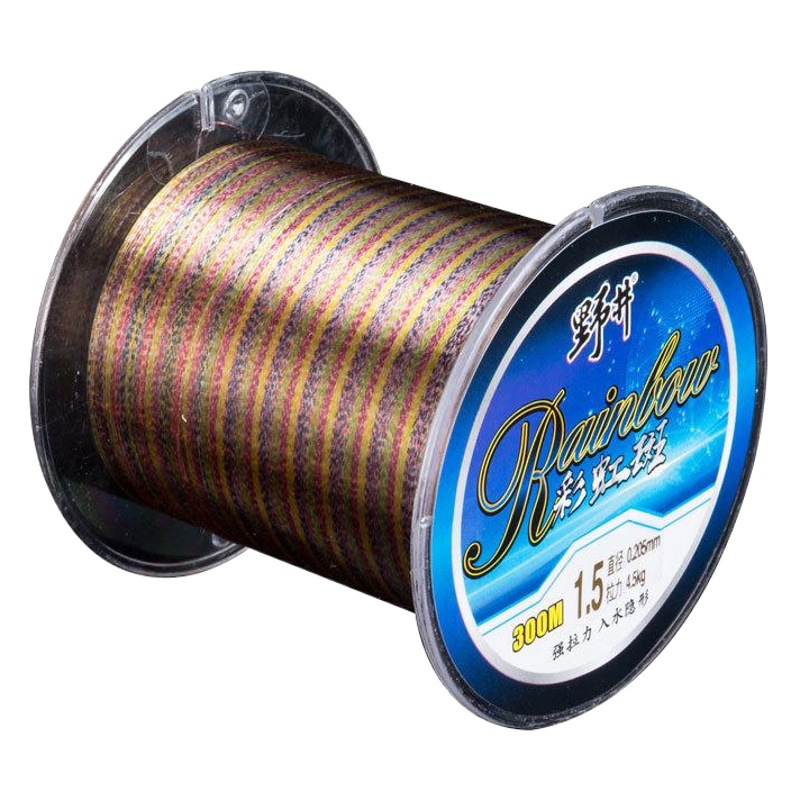 Línea de nylon de color salvaje línea de punto Línea principal sub-línea de alta resistencia a la tracción invisible línea de pesca de color suave 300 m