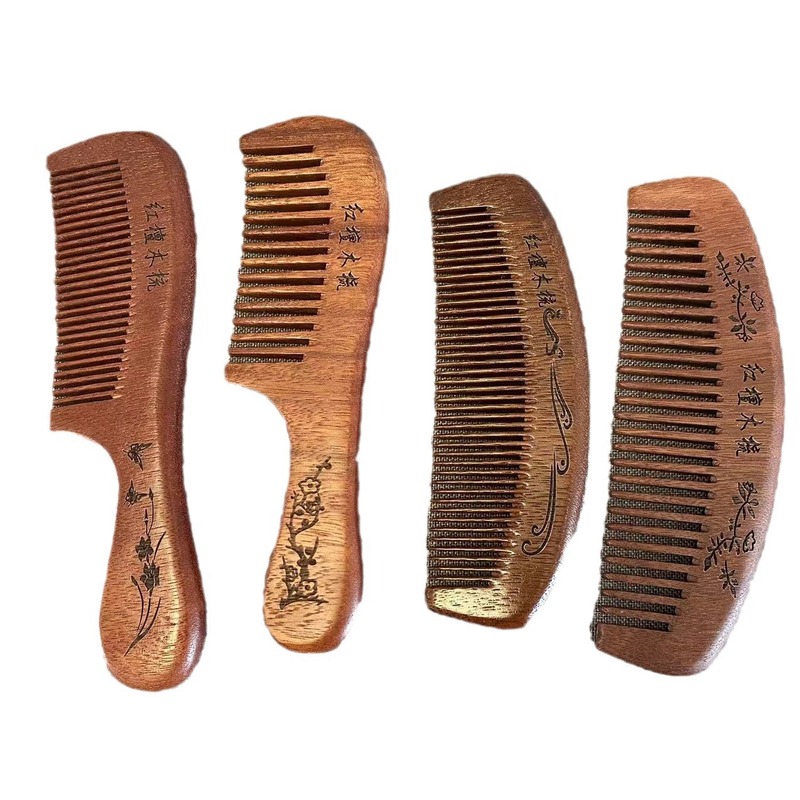 白檀の櫛、紅檀、黒檀、金絲檀の櫛、無垢材の櫛、家庭用ヘアケア櫛、彫刻木工芸|undefined