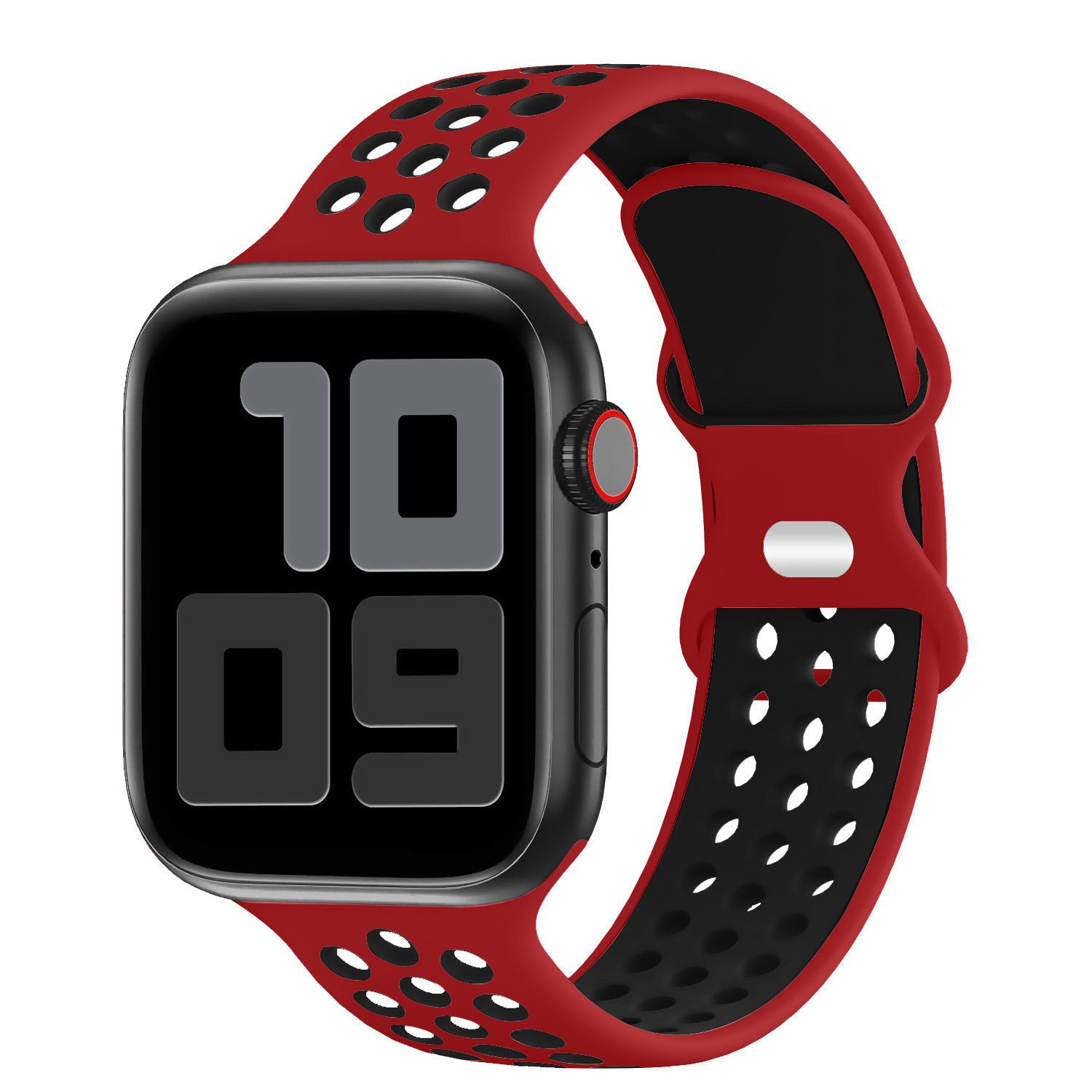 Correa de silicona de dos tonos para Apple Watch S9, estilo Nike con hebilla en forma de ocho.