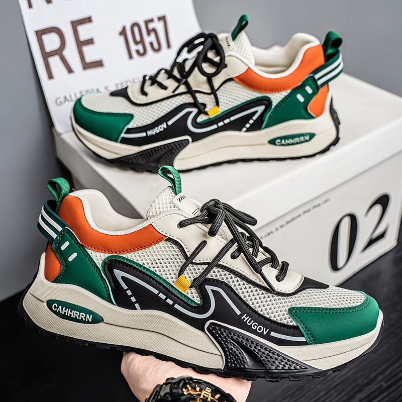 Deportes zapatos casuales primavera y verano para hombres 2025 nuevos zapatos para hombres zapatos de moda de malla de todo fósforo para estudiantes y adolescentes con suela gruesa