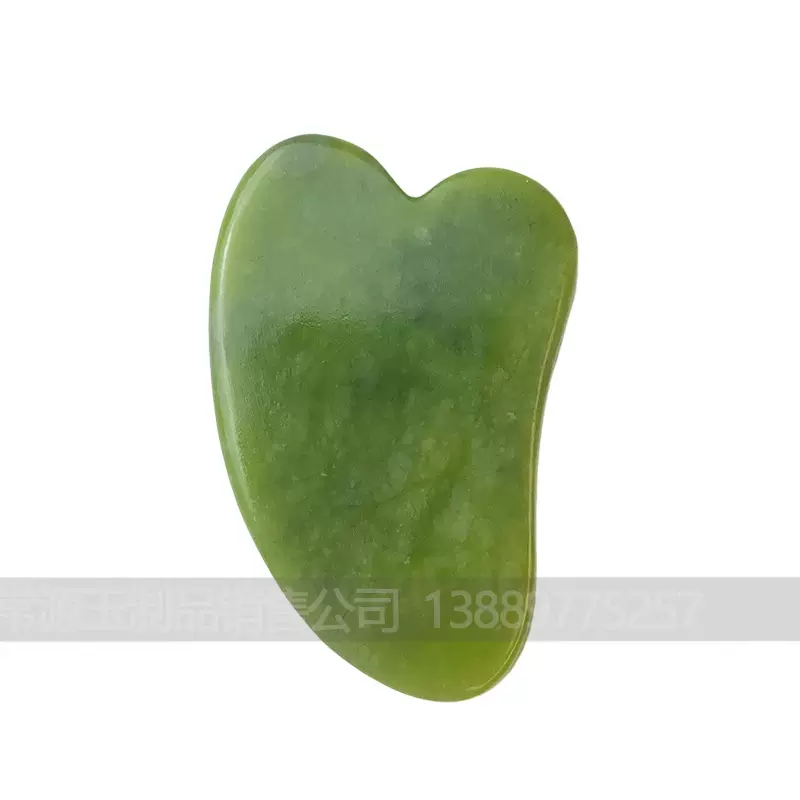 厂家批发凤玉岫玉玉石刮痧板小牛角心形面部经络刮痧片绿玉岫岩玉