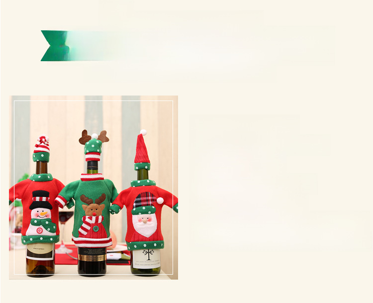 Neues dekoratives Weihnachtsweinflaschenset, weihnachtliches, besticktes Cartoon-Weinflaschenset, Weihnachtsfeiertags-Tischdekoration_voghion.com