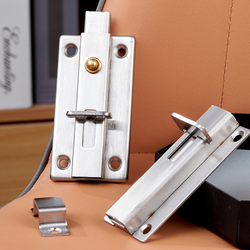 Automatic spring stainless steel pin Door and window sliding door latch Sanitary room thickened anti-theft self-locking door bolt