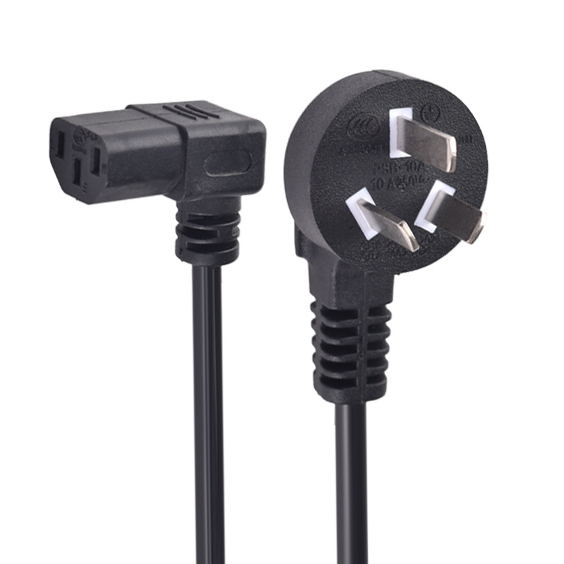 CCC国标90度弯头插电源线，弯头品字尾插电源线，梅花尾插电源线