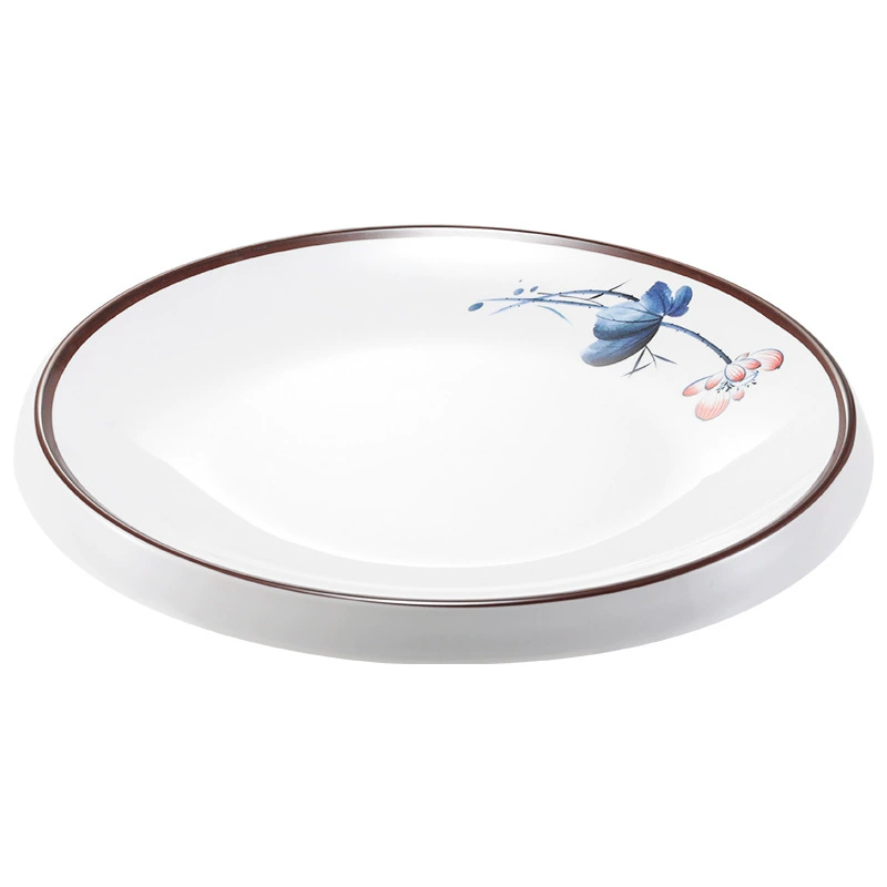 凯柏雅 Blue lotus melamine tableware restaurant specialty dish plastic round rice bowl cold dish dish commercial
