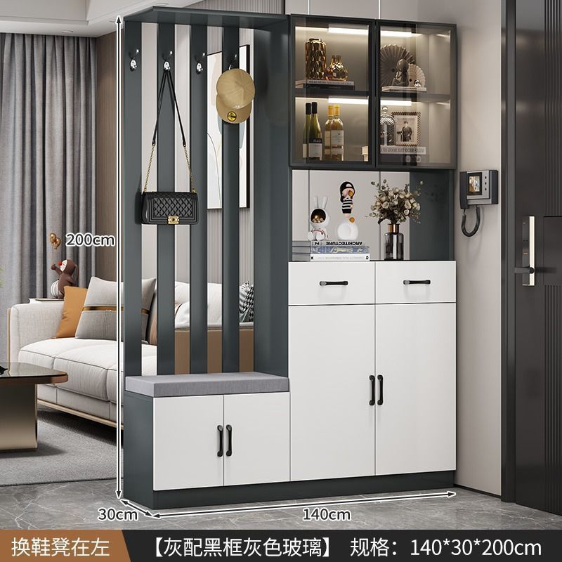 轻奢玄关柜鞋柜一体现代简约多功能客厅玄关隔断柜酒柜鞋凳储物柜|undefined