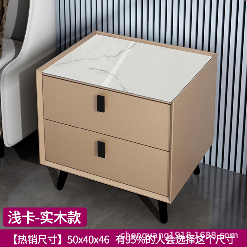 Mesita de noche madera maciza Placa de roca simple moderno Internet celebridad dormitorio mesita de noche protección del medio ambiente todo partido gabinete de almacenamiento mesita de noche