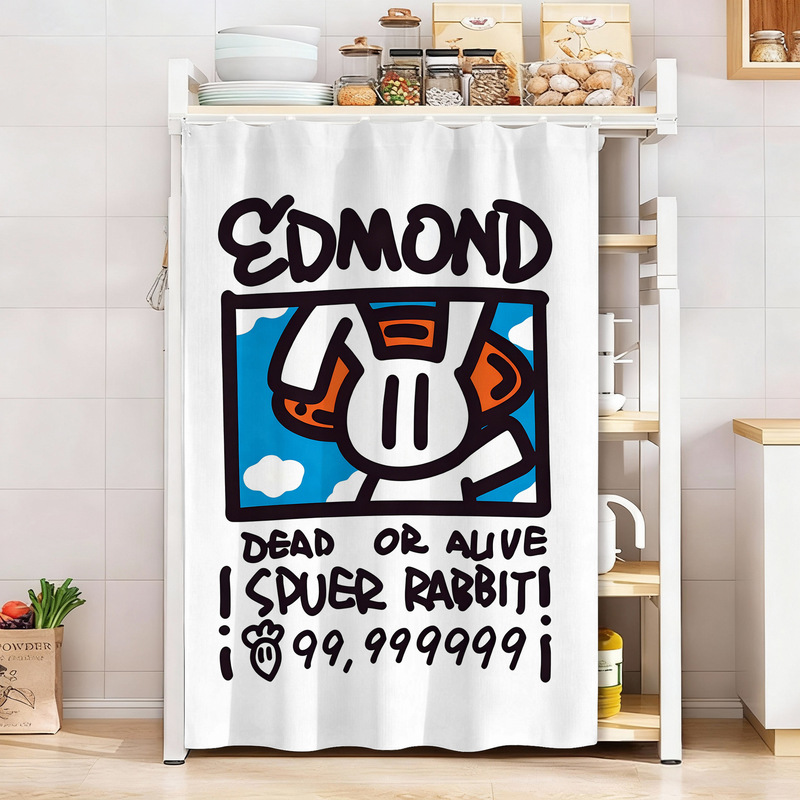 Cartoon Graffiti Bookcase Dust-Proof Curtain Washing Machine Cabinet Curtain Open Wardrobe Curtain Punch-Free Slide Rail Curtain Cartoon Graffiti Bookcase Dust-Proof Curtain Washing Machine Cabinet Curtain Open Wardrobe Curtain Punch-Free Slide Rail Curtain