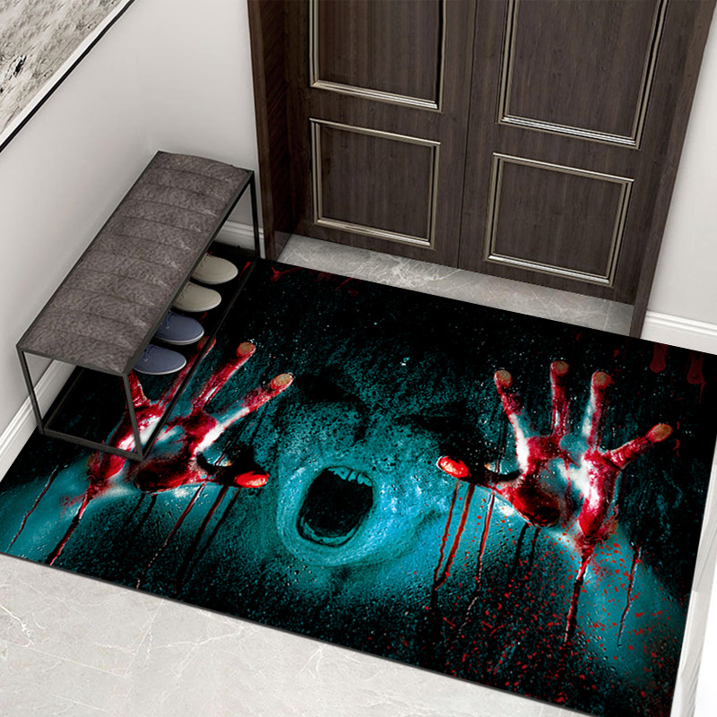 Fábrica transfronteriza alcantarilla cubierta de alcantarilla alfombra de payaso estera de la puerta de Halloween cráneo diseño fantasma cara estera del pie estera del baño