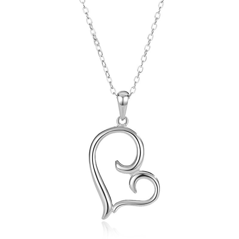 Collar de amor europeo y americano 925 plata transfronteriza venta caliente collar de plata esterlina en forma de corazón otoño e invierno sin decoloración cadena de clavícula simple