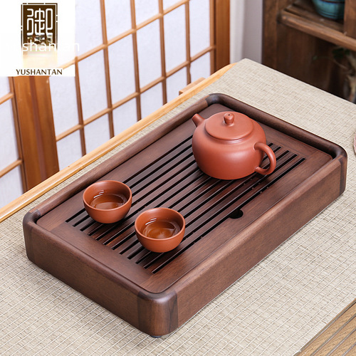 Home Black Sandalwood Solid Wood Small Tea Tray Rosewood Simple Office Water Storage Tea Sea Walnut Wood Tea Table Japanese Dry Pouring Table