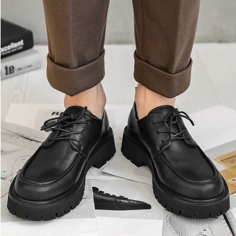 Кожаная обувь, мужская летняя дышащая мужская повседневная деловая обувь из воловьей кожи в британском стиле с большим ростом головы, низкие ботинки Martin в Корейском стиле