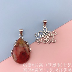 Pure silver shape pendant empty setting pendant, embedded with waterdrop oval square pendant empty setting