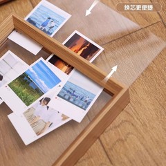 両面透明アクリルガラス実木フォトフレーム置き台5 6 7 8 a 4インチ枠表装書道展示フレーム