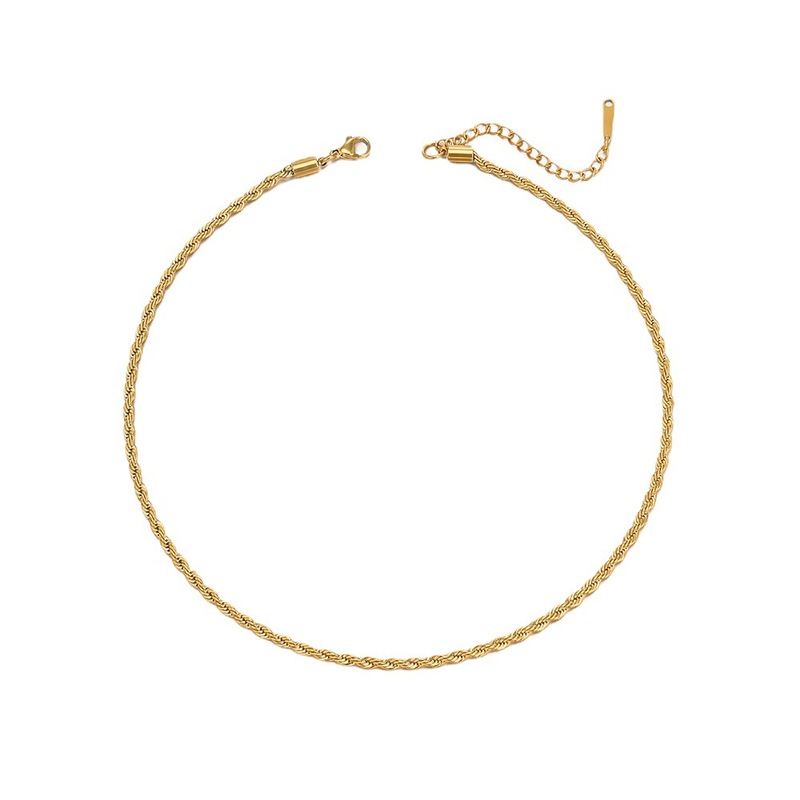 欧米ファッション新製品3mm/4mm麻花鎖ネックレス女性シンプルステンレスネックレス首鎖ジュエリー卸売り|undefined