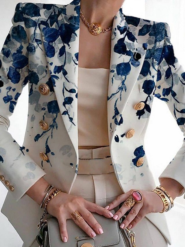 Foreign trade, eBay, Amazon, Europe and America cross-border, 2023 autumn women's fashion printed suit, slim fit blazer