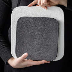 European square steak plate, Western food plate, personalized flat plate, high-end dish plate, creative light luxury ceramic tableware