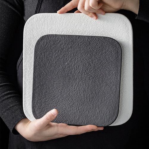 European square steak plate, Western food plate, personalized flat plate, high-end dish plate, creative light luxury ceramic tableware