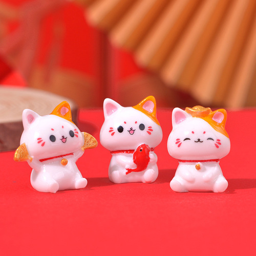 Micro landscape ornaments cute lucky cat resin crafts car center console ornaments home decoration gifts wholesale